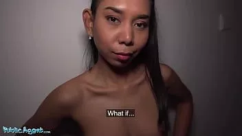 play Public agent - asian babysitter with nice petite tits, full nipples and small ass goes all the way for extra money, sucking in public and letting her sweet tight shaved pussy get stretched to orgasm