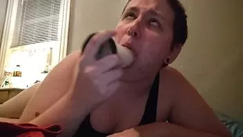 Play Lesbian loves deepthroat and spit play with tentacle dildo