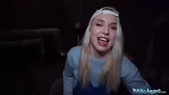 play Public Agent Blonde Delivery Girl's Wet Pussy Filled with Big Cock